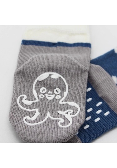 Bistyle Hayvan Figürlü Kaymaz Erkek Soket Çorap 2'li Bs10119 İndigo İndigo
