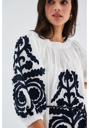 Peraluna MASUMI DRESS %100 Pamuk Diz Hizası Yazlık Kadın Elbise B