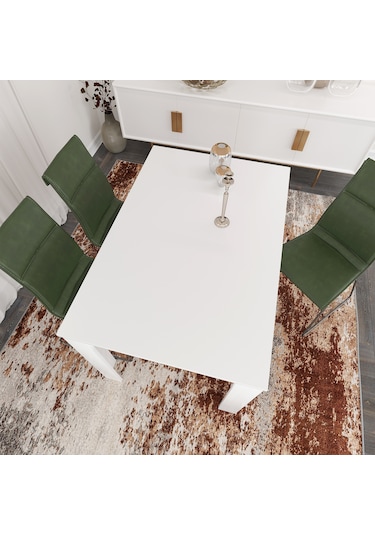 Single  Beyaz Dikdörtgen Yemek Masası 120x80 / Beyaz