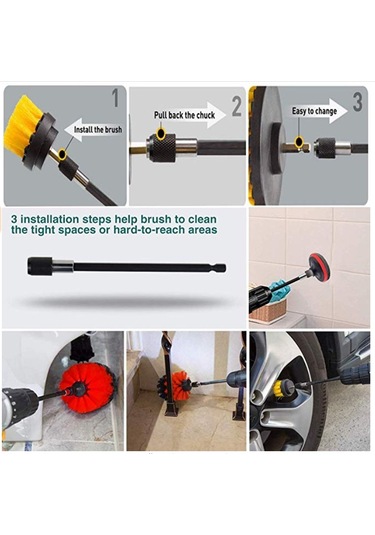 Sones 31'i 1 Arada Zemin Duvar Pencere Cam Temizleme Kireç Çözücü Elektrikli Matkap Fırça Başlığı Seti