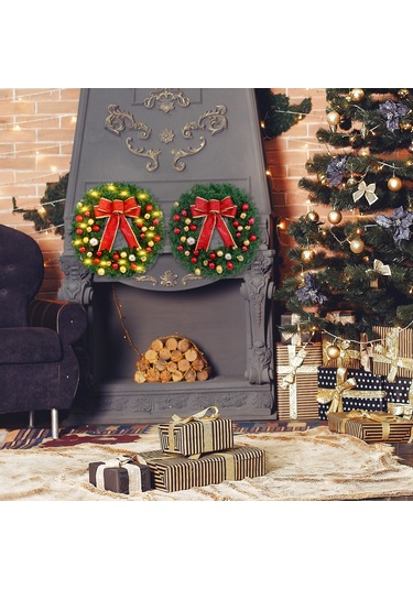 13 Ft 30 Led Dize Işık Yaylı Noel Çelenk Düğüm Topları Altın