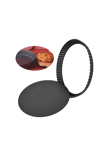 Shineyee 12 İnç Kalın Karbon Çelik Tart Tepsisi Çıkarılabilir Tabanlı Anti Yapışkan Kaplama Pasta, Pizza, Quiche Pişirme İçin Diğer