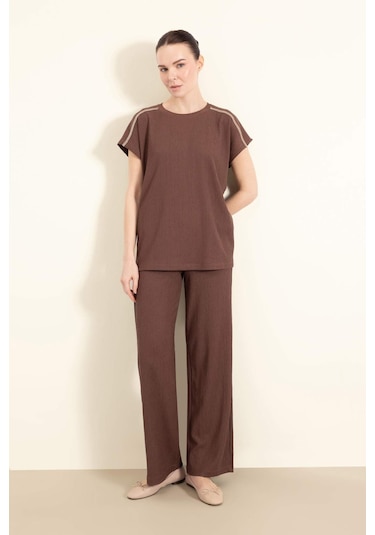 DeFacto Bürümcük Pantolon Wide Leg Geniş Bol Paça Esnek Belli C0200AX25SPBN320