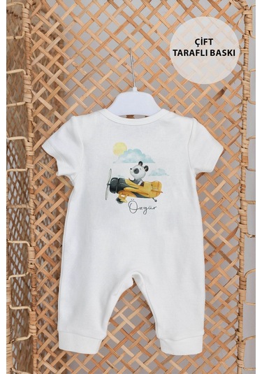 Lilabio %100 Organik Isme Özel Isimli Yazlık 10lu Hastane Çıkışı Panda Ekru