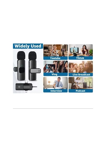 Samsung Galaxy Tab S10+ Fe Plus 13.1'' Uyumlu İkili Kablosuz Yaka Mikrofonu 3.5mm Aux