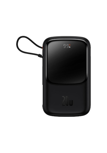 Baseus Qpow Pro 10000 mAh 20 W 3A Digital Display Hızlı Şarj Powerbank Siyah