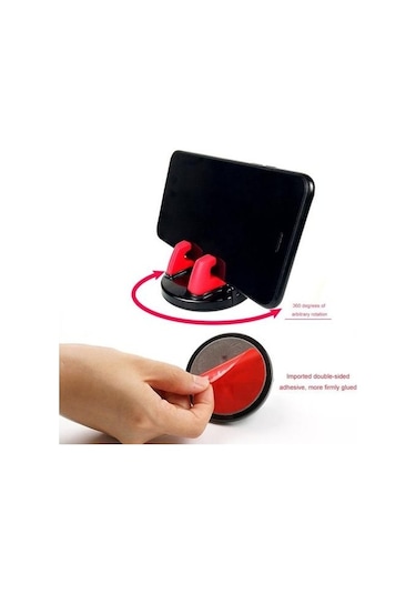 Joyhub Evrensel Yumuşak Silikon 360 Derece Rotasyon Kaymaz Araba Tutucu Telefon Standı Kırmızı Torpido Üstü Tzqe8r