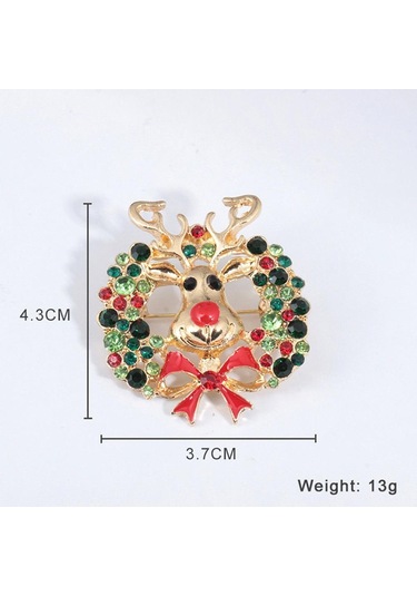 Suntek Sevimli Kristal Noel Elk Broş Pin Noel Partisi Süsleri Çok Renkli