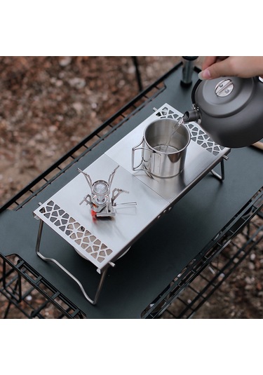 Wezone Dış Mekan Çelik Katlanabilir Tablo - Hafif, Taşınabilir, 35cm Genişlik, Çanta İçerir Gümüş