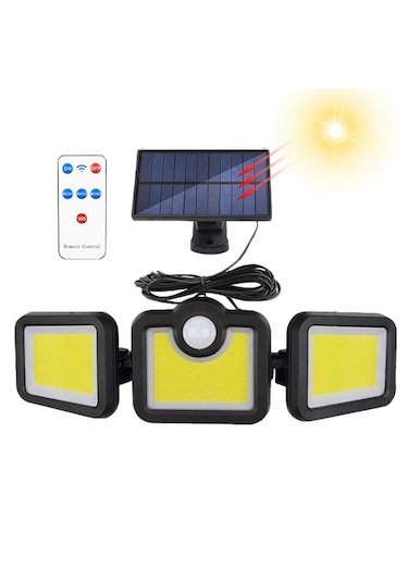Greentech Güneş Enerjili Hareket Sensörlü, 3 Taraflı 171 Cob Led Aydınlatma / GT-SL15