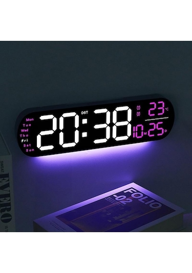 Yeşil 13.78 İnç Uzaktan Kumanda Dijital Duvar Saati Ruh Hali Işığı Zamanlama Geri Sayımı 2 Alarm Otomatik Dimmer Dst Tak Kullanım Led Çalar Saat Yeşil