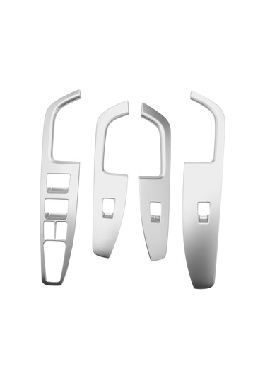 2016-2020 Hyundai Elantra Gümüş Cam Kaldırma Anahtarı Düğme Paneli Kapağı Döşeme Iç Kapı Kol Dayanağı Dekorasyonu Siyah