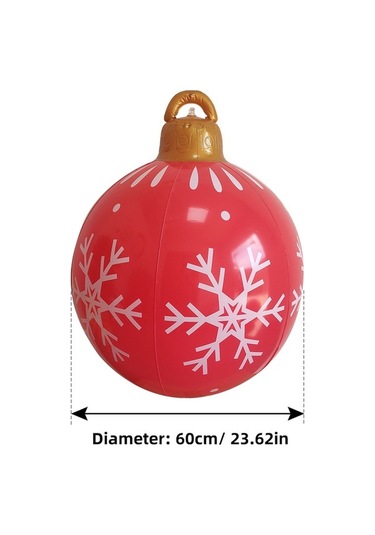 Novahub Kırmızı Kar Tanesi Desenli Pvc Noel Balonu - Su Geçirmez, Dayanıklı, İç/dış Dekorasyonu 60cm
