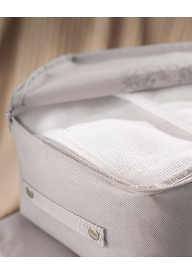 Madame Coco Çiçek Desen Baskılı 2'li Hurç - Gri 8684427147719 Gri