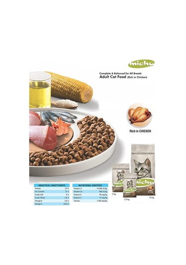 Micho Adult Cat Tavuklu Hamsi Ve Pirinç Eşliğinde Yetişkin Kedi Maması