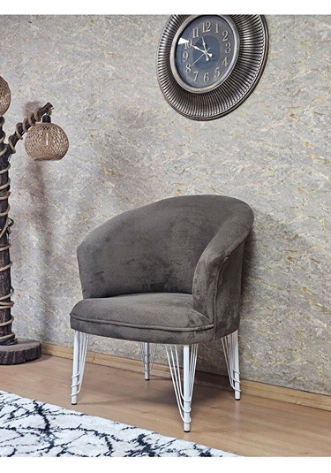 Tekli Teddy Beyaz Boyalı Telli Ayak Çay Seti Koltuk Tekli Berjer Çok Renkli