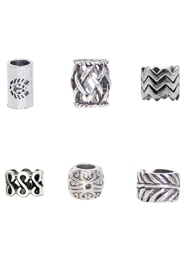 Suntek 180x Dreadlocks Boncuk Dread Locks Saç Örgü Uzatma Takı Gümüş