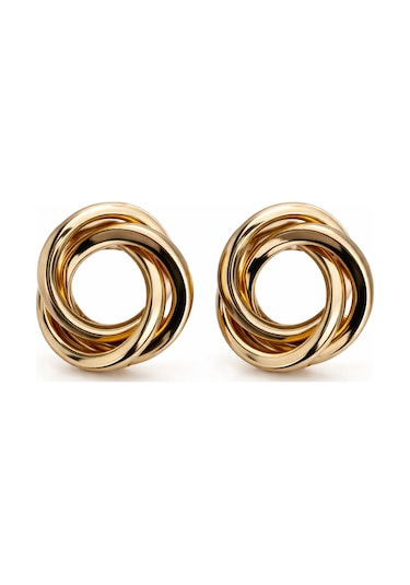 Gold Düğüm Tasarım Küpe Parlak Modern Şık Kadın Küpe Altın