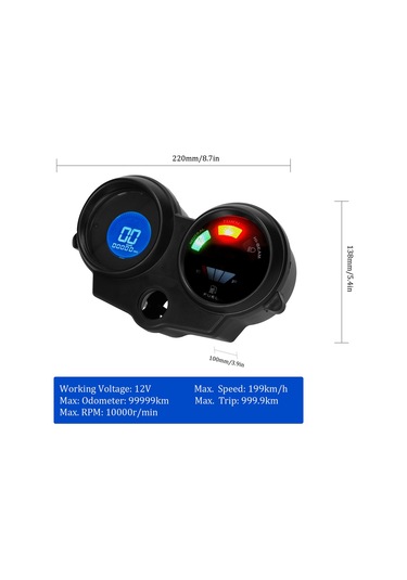 Hallow-lcd Motosiklet Kilometre Sayacı 10000rpm 199km/h Elektrikli Lmk00159