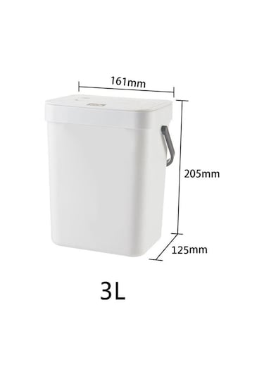 Suntek Modern Atık Çöp Kutusu Duvara Monte Ofis Mutfak Kapağı Beyaz 3l Beyaz