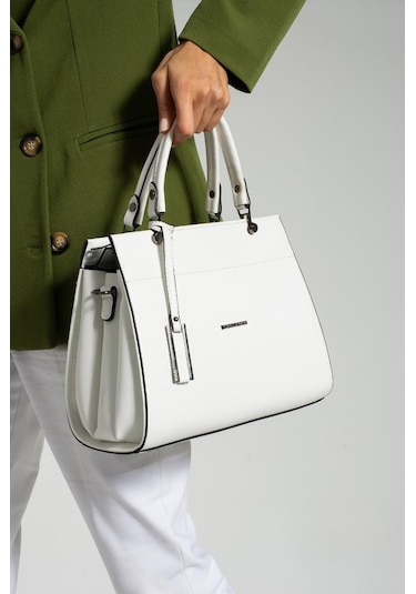 Kadın Omuz Çantası 30 25 Cm Kutu Model Çapraz Askılı Postacı Çanta Mega Çanta Business Kol Çantası Beyaz