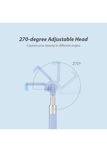 Reedark Huawei Af11 Mavi Selfie Çubuğu - 270 Ayarlanabilir Kafa, Cnc Alüminyum Çubuk, 18-66cm Uzunluk, 3.5mm Jack Uyumlu