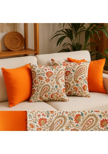 Bohem Duck Kumaş Kırlent Kılıfı 4 Lü Set 40 x 40