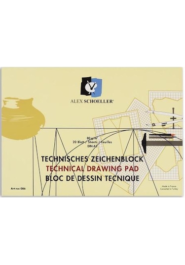 Alex Schoeller A3 Yan Teknik Çizim Blok Defter 20 Yp 80 Gr Çok Renkli
