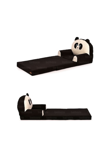 Portatif Katlanabilir Sevimli Çocuk Koltuğu - 3 Katlı Çocuk Yatak Koltuk - Taşınabilir Bebek Koltuğu Siyah