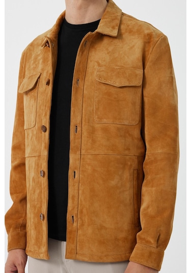 Fiorenzo Taba Nubuk Deri Gömlek Taba