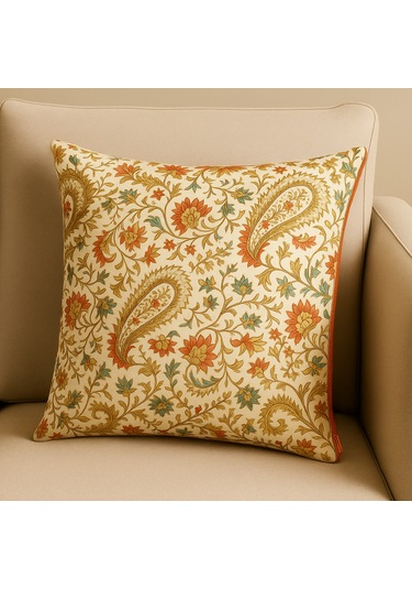 Bohem Etnik Desenli Kırlent Kılıfı Duck Kumaş, Fermuarlı, Dekoratif Yastık 45 x 45