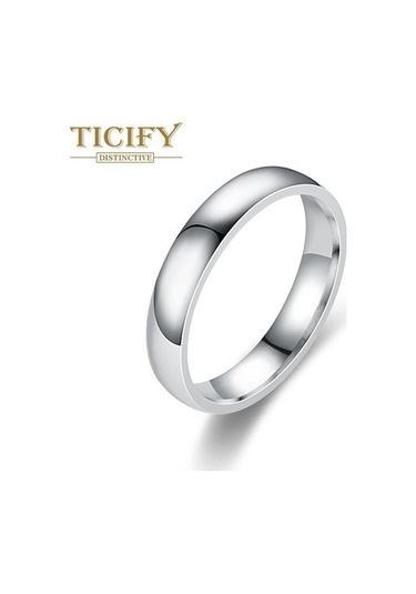 Novahub Beyaz Basit 4mm Ark Paslanmaz Çelik Hafif Yüzey Titanyum Çelik Çift Yüzük El Süsü - 10 Beyaz