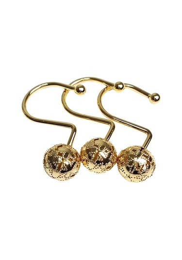 Suntek 12x Halka Banyo Aksesuarı Askı Kancası Tip 2 Duş Perdesi Kancaları Altın Çok Renkli