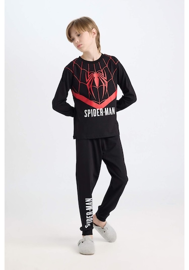 DeFacto Erkek Çocuk Pijama Takımı Marvel Spiderman Uzun Kollu Üst Uzun Alt D6527A824WNBK81