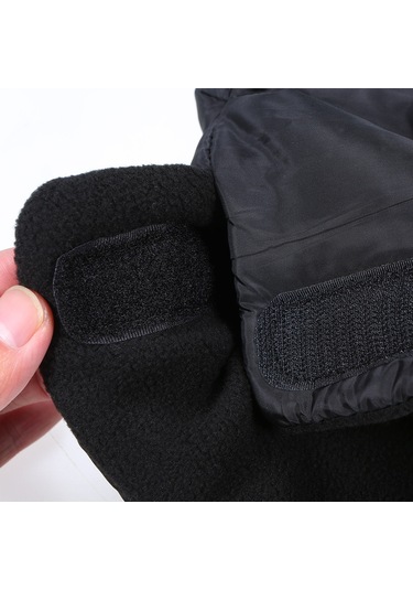 Maiyame Kışlık Isı Sağlayan Polar Fleece Eldiven, Bebek Arabası Sürerken Ve Dış Etkinliklerde Kullanıma Uygun, Çift Taraflı Bantlı, Unisex, Siyah