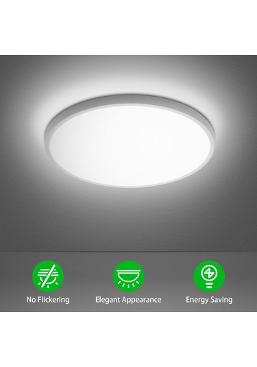 Symbee Yuvarlak Tavan Lambası, 24w Led, 6500-7000k Beyaz Işık, Ac85-265v, Plastik Gövde, 120 Adet 2835 Led İçi Beyaz