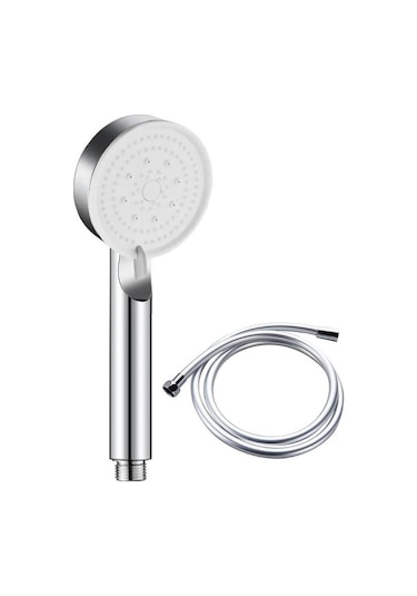 5 Fonksiyonlu  Yüksek Basınçlı Ayarlanabilir Pvc Banyo Duş Hortumu Dayanıklı Duş Başlığı Seti Krom Gümüş
