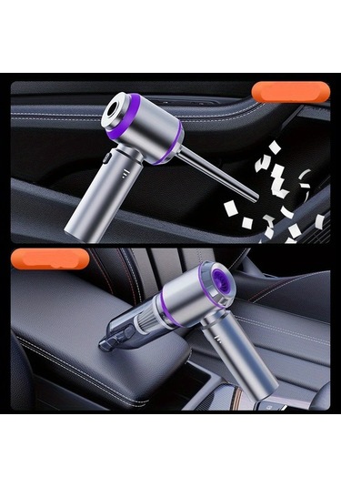 Honeybeeshop Gri Çift Amaçlı Yüksek Güçlü Kablosuz Elektrikli Süpürge Usb Şarjlı Mini Ev Ve Otomotiv Vakum Temizleyici Evcil Hayvan Tüyü İçin
