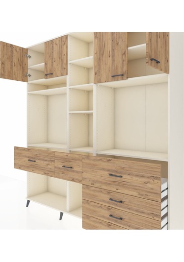 Hyperion Dolap 11 Raflı 6 Çekmeceli 4 Kapaklı 220x44x243 Aytaşı-çam/çam Atlas Çam/atlas Çam