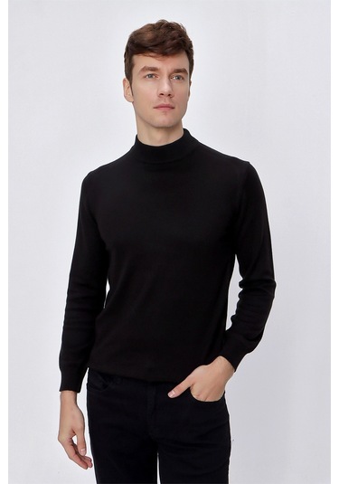 Basic Dinamik Fit Rahat Kesim Yarım Balıkçı Yaka Triko Kazak Bej