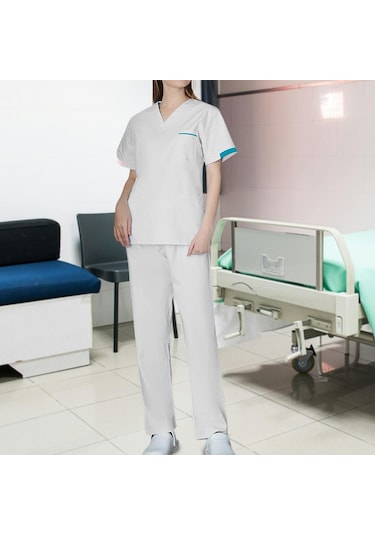 Suntek Magideal Kadın Erkek Scrubs Set Modern Dayanıklı Xxl-beyaz