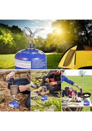 Lixada 45g Süper Hafif Cep Açık Pişirme Brülör Katlanır Kamp Gaz Sobası Gümüş