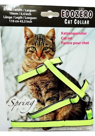 Edozero Gezdirme Kedi Göğüs Tasması Seti 110 CM Yeşil