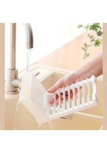 Dashanshop Siyah Katlanır Bulaşık Kurutma Rack Kompakt Tezgahüstü Düzenleyici Siyah