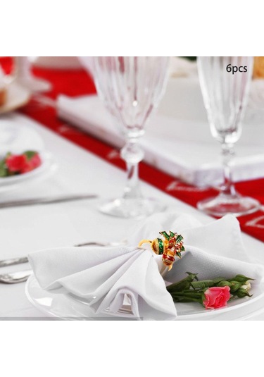 Suntek Ev Restoran Için 6 Adet Yılbaşı Peçete Toka Tutacağı Çok Renkli