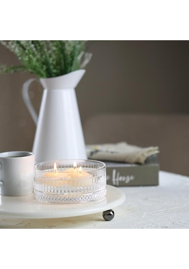 Akayev Mermer 28 CM Füme Boncuk Ayaklı Beyaz Yuvarlak Sunumluk