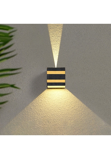 Xiyyadms Siyah Ve Altın Ip65 Su Geçirmez 6w Kruger Led Chip Duvar Lambası - Dış Cephe, İç Mekan, 3-5 Aydınlatma - Beyaz Işık Beyaz