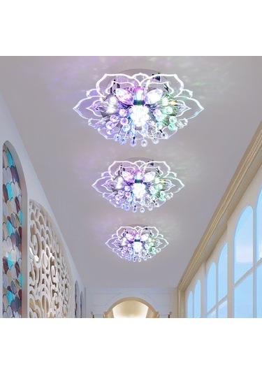 Ranyeek Giriş Hallı Ve Koridor İçin Modern Kristal Gömülü Tavan Lambası - 9w Beyaz Işık, Dayanıklı Malzeme, Kolay Kurulum - 90119 Modeli Beyaz