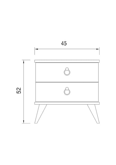 Komidin Çift Çekmeceli Beyaz Lükens Ayaklı  Kurulu