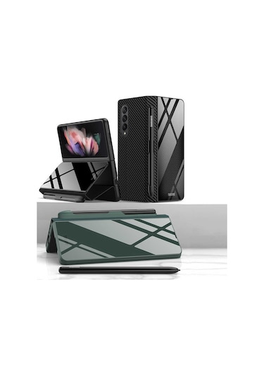 Galaxy Z Fold 3 Kılıf Zore Kalem Bölmeli Droga Kılıf Siyah